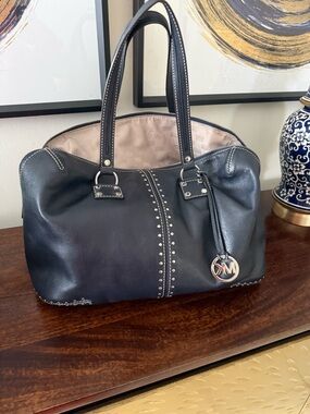 Michael Kors Black Leather Stud-Trim Tote